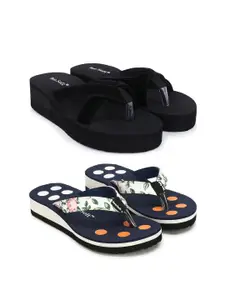 TWO SOFT Women Pack Of 2 Open Toe Comfort Heel Sandals