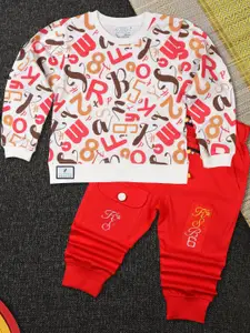 WORTON FASHION Printed Pure Cotton T-shirt & Joggers