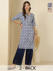 Anouk Rustic Selection Of 2 Geometric Printed Straight Kurtas