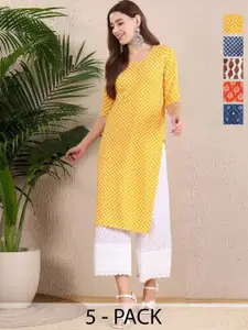 Anouk Rustic Women Pack Of 5 Ethnic Motifs Printed Kurtas