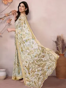 Anouk Floral Printed Festive Saree with Unstitched Blouse Piece
