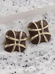 SOHI Gold-Plated Geometric Shaped Studs