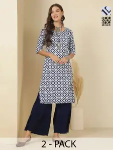 Anouk Rustic Selection Of 2 Women Ethnic Motifs Printed Daily Straight Kurtas