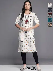 Anouk Rustic Women Pack Of 5 Ethnic Motifs Printed Kurta