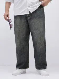 Urbano Plus Men Dark Blue Loose Baggy Fit Heavy Washed Jeans Non-Stretchable Jeans