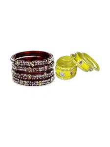 SOMIL Set of 10 Maroon Alloy Bangles