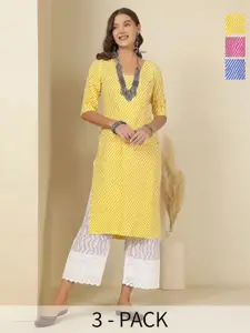 Anouk Rustic Women Pack Of 3 Ethnic Motifs Printed Crepe Kurta