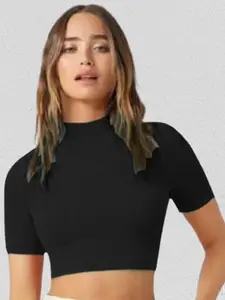 Dream Beauty Fashion Women High Neck Fitted Crop Top