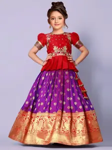 Wommaniya Impex Girls Floral Embroidered Ready to Wear Lehenga & Choli