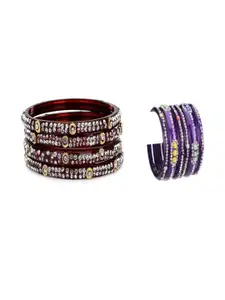 SOMIL Set of 10 Maroon Alloy Bangles