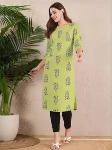 Anouk Rustic Floral Printed Round Neck Straight Kurta