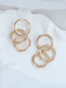 SOHI The Bead-Loop Gold-Plated Circular Drop Earrings