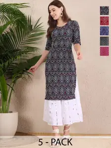 Anouk Rustic Selection Of 5 Ethnic motifs Printed Straight Kurtas