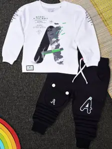 WORTON FASHION Printed Pure Cotton T-shirt & Joggers