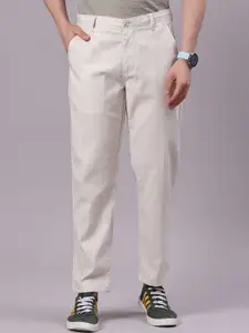 V-Mart Men Self Design Regular Fit Mid-Rise  Printed Chinos Trousers