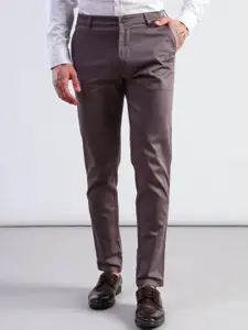 V-Mart Men Slim Fit Mid-Rise Satin Chinos Trousers