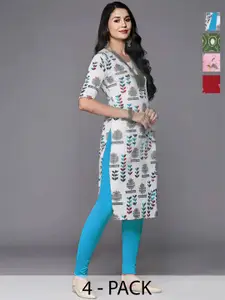 Anouk Rustic Women Pack of 4 Ethnic Motifs Printed Daily Straight Kurtas