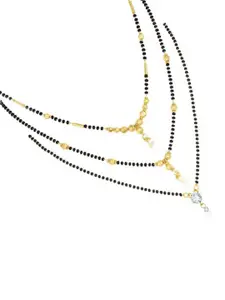 SONI DESIGNS Combo of 3 Mangalsutra Necklace Pendant Tanmaniya Black Bead Chain For Woman