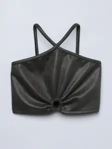 taffykids Girls Halter Neck Fitted Crop Top With Cut Out