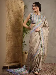 Anouk Striped Satin Tussar Saree