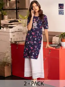 Anouk Rustic Selection Of 2 Women Floral Printed Daily Straight Kurtas