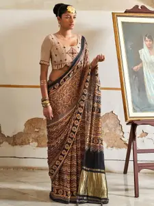 Saree mall Ajrak Block Silk Blend Patola Sarees