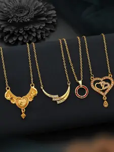 Anouk Brass Pack Of 4 Gold-Plated Chains With Pendant