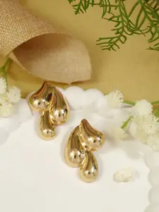 I Jewels Gold-Plated Teardrop Shaped Studs