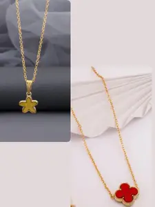 DressBerry Set of 2 Brass Gold-Plated Handcrafted Necklace