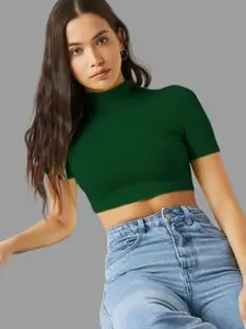 Dream Beauty Fashion Women High Neck Fitted Crop Top