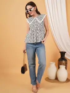 COTLAND FASHION Printed Cotton Peplum Top