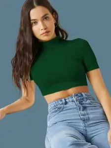 Dream Beauty Fashion Women High Neck Fitted Crop Top