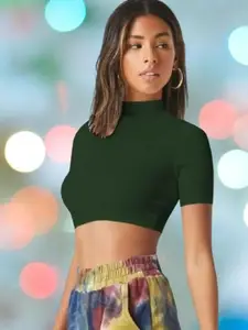 Dream Beauty Fashion Women High Neck Fitted Crop Top