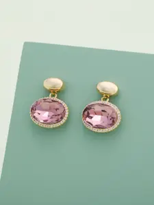 Kushal's Fashion Jewellery Gold-Plated Classic Zircon Studded Drop Earrings