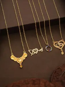 Anouk Women Set Of 4 Brass Gold-Plated Handcrafted Ethnic Necklace