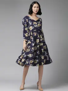 Roadster Navy Blue Georgette Dresses