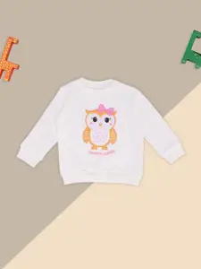 Pantaloons Baby Girls Graphic Printed Long Sleeve Cotton Pullover Sweatshirt