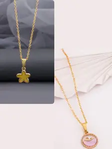 DressBerry set of 2 Brass Gold-Plated Necklace