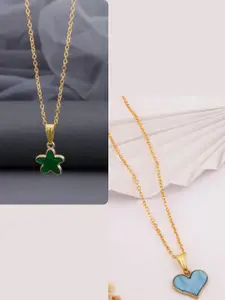 DressBerry Set Of 2 Brass Gold-Plated Handcrafted Necklace