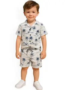 FASHION GRAB Boys Printed Pure Cotton Shirt With Short