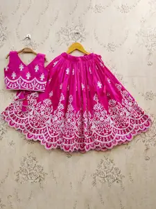 BAESD Girls Embroidered Thread Work Ready to Wear Lehenga & Choli