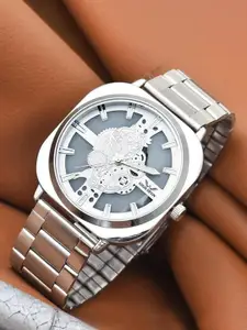 LOUIS DEVIN Men Skeleton Dial & Straps Analogue Watch LD-G081-WHT-CH