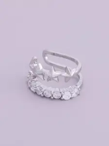 Kushal's Fashion Jewellery Rhodium-Plated Classic Zircon Studded Studs