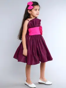 Pink Chick Girls Colourblocked Fit & Flare Dress
