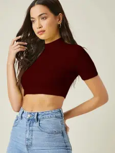Dream Beauty Fashion Women High Neck Fitted Crop Top