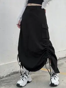 StyleCast Van Heusen Ruched Drawstring Cargo Maxi Skirt