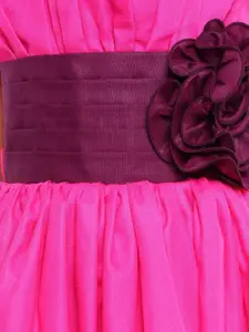 Pink Chick Girls Colourblocked Applique Sleeveless Fit & Flare Dress