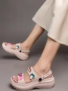 SUKUN Women Beige Flip Flops