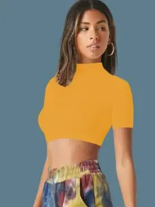 Dream Beauty Fashion Women Round Neck Fitted Crop Top