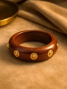 ATIBELLE Gold-Plated & Round Shaped Stone Studded Bangle